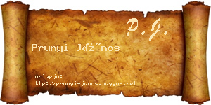 Prunyi János névjegykártya